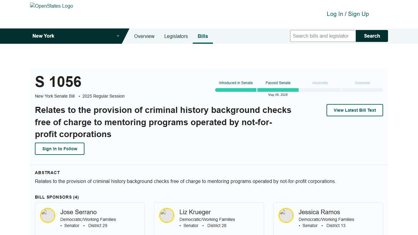 S 1056 - New York Senate (2025-2026) - Open States