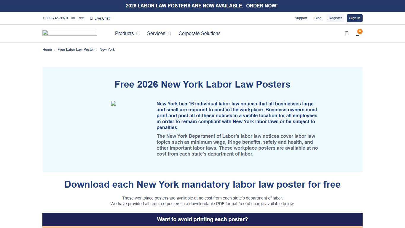 Free 2026 New York Labor Law Posters Labor Law Center